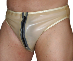 Latex-Herrenslip mit Eingriff, schmaler Bundgummi  Latex-Herrenslip mit Eingriff, schmaler Bundgummi