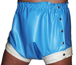 Latex-Windelhose zum Knöpfen, mit breitem Schritt  Latex-Windelhose zum Knöpfen, mit breitem Schritt