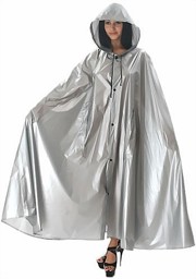 Bild von Einzelstück - PVC-Regencape mit abnehmbarer Kapuze, Farbe Schwarz-Transparent, Gr. XXL