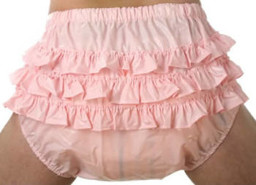 PVC-Windelhose mit Rüschen für Erwachsene PVC-Windelhose mit Rüschen
