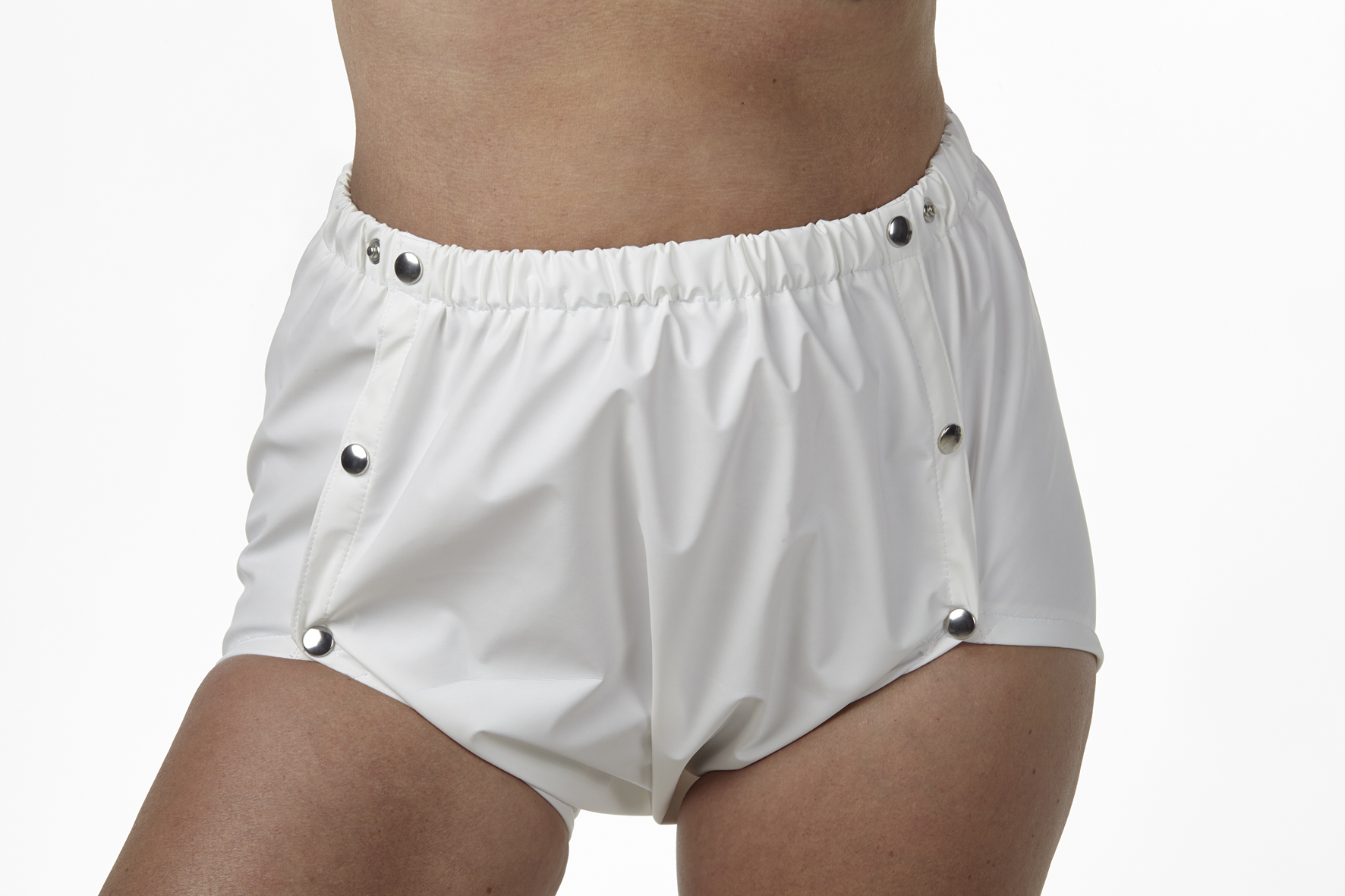 Seitlich knöpfbare PU-Schutzhose mit verstellbarem Taillenbund
