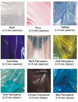 Plasticwear Farbtabelle für PVC-Maxirock