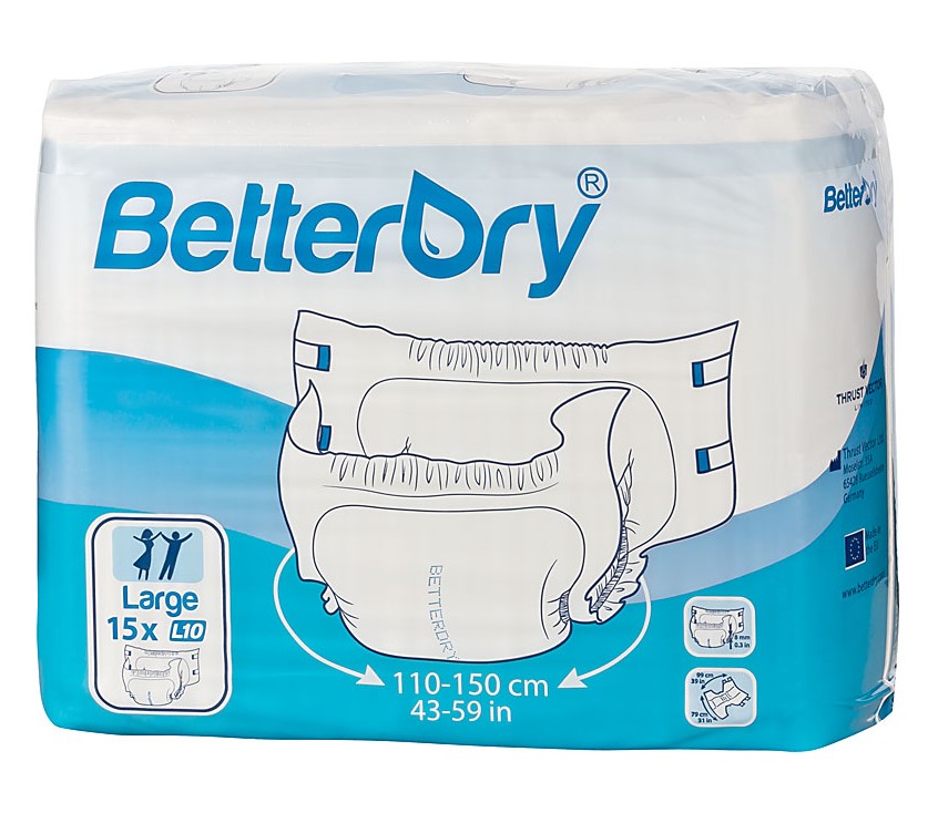 BetterDry L10 saugstarke Windeln für Erwachsene, 15er Pack